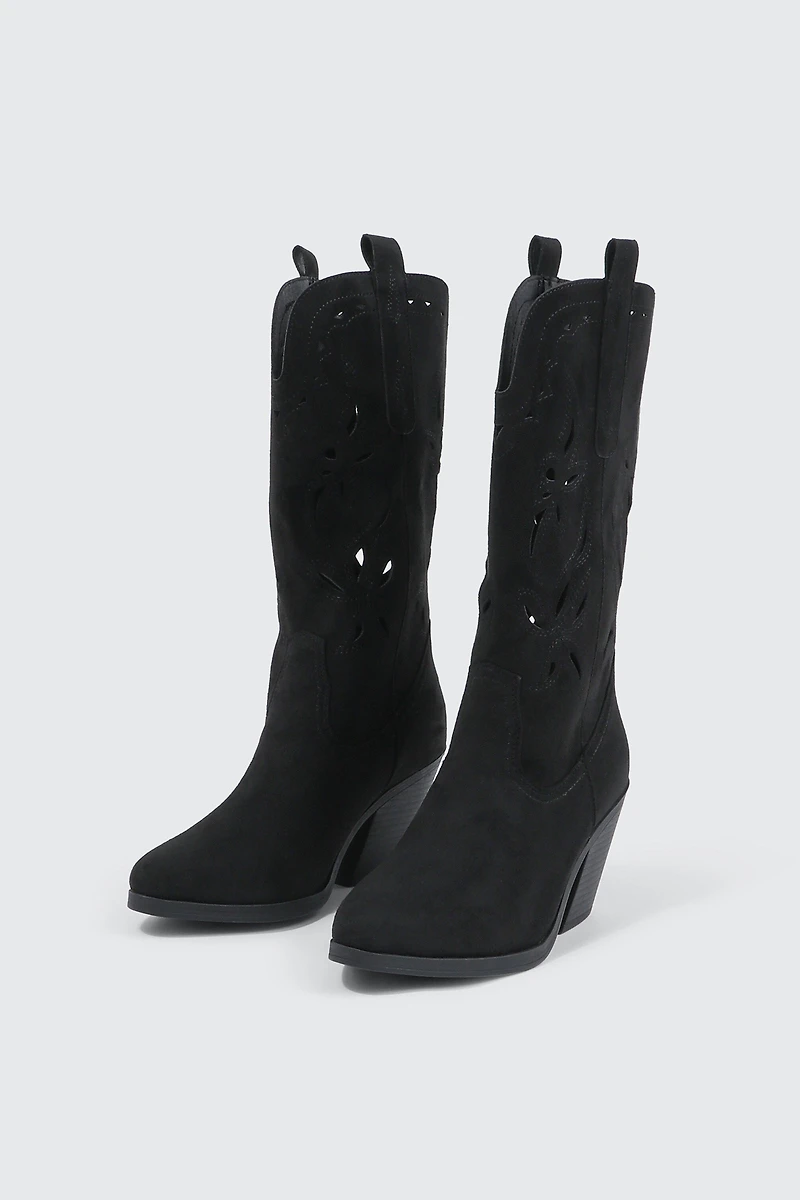 Floral Cutout Cowboy Boots