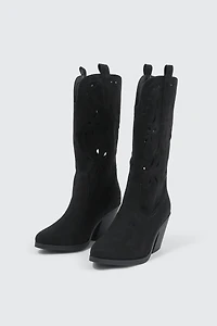 Floral Cutout Cowboy Boots