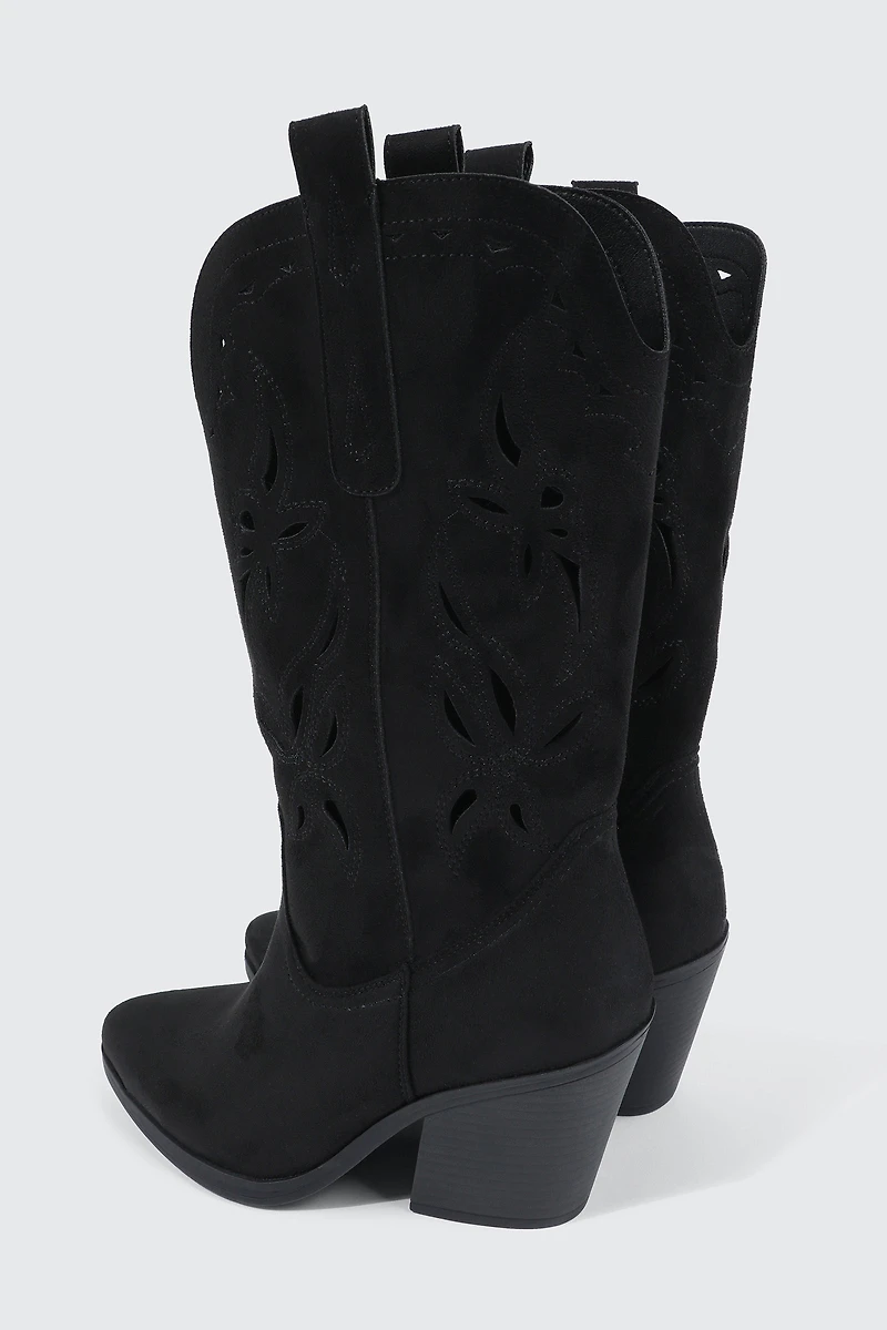 Floral Cutout Cowboy Boots
