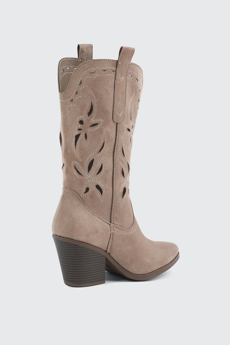 Floral Cutout Cowboy Boots