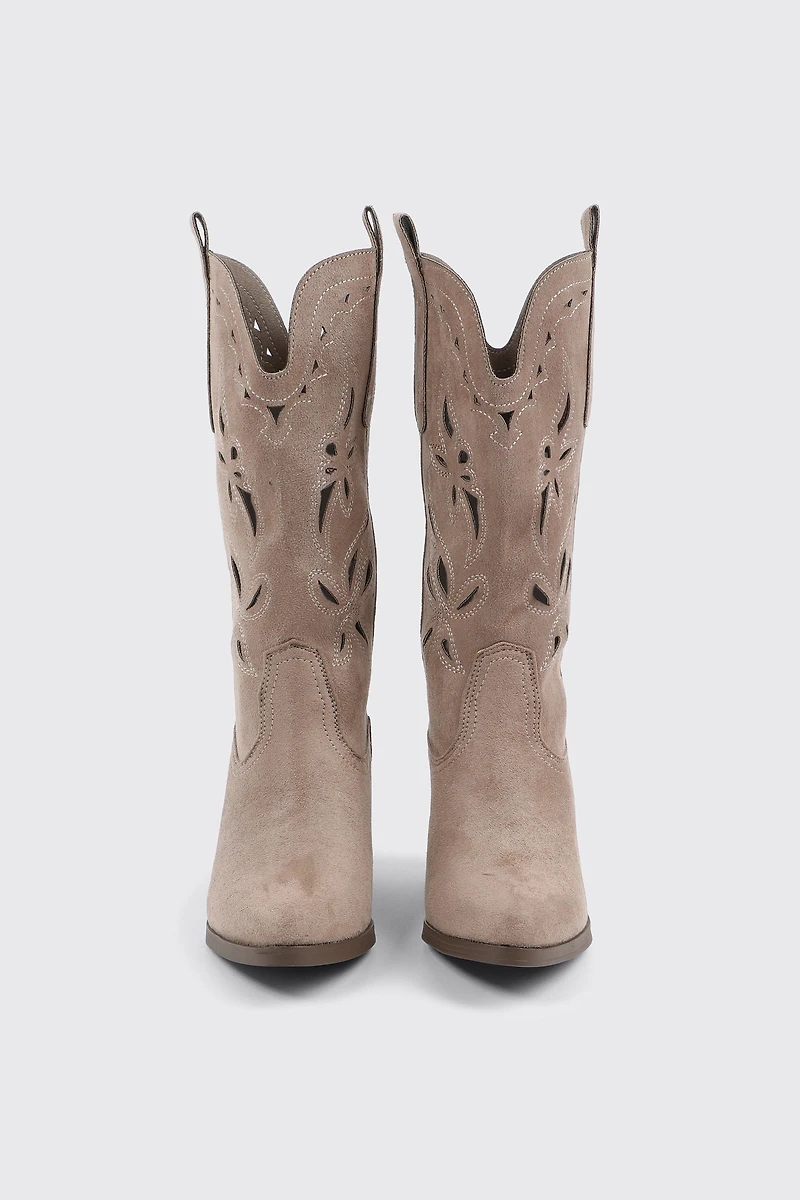 Floral Cutout Cowboy Boots
