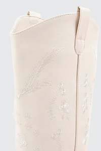 Knee High Cowboy Boots with Floral Embroideries