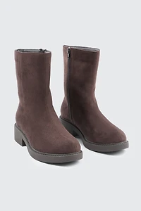 Faux Suede Mid Calf Boots