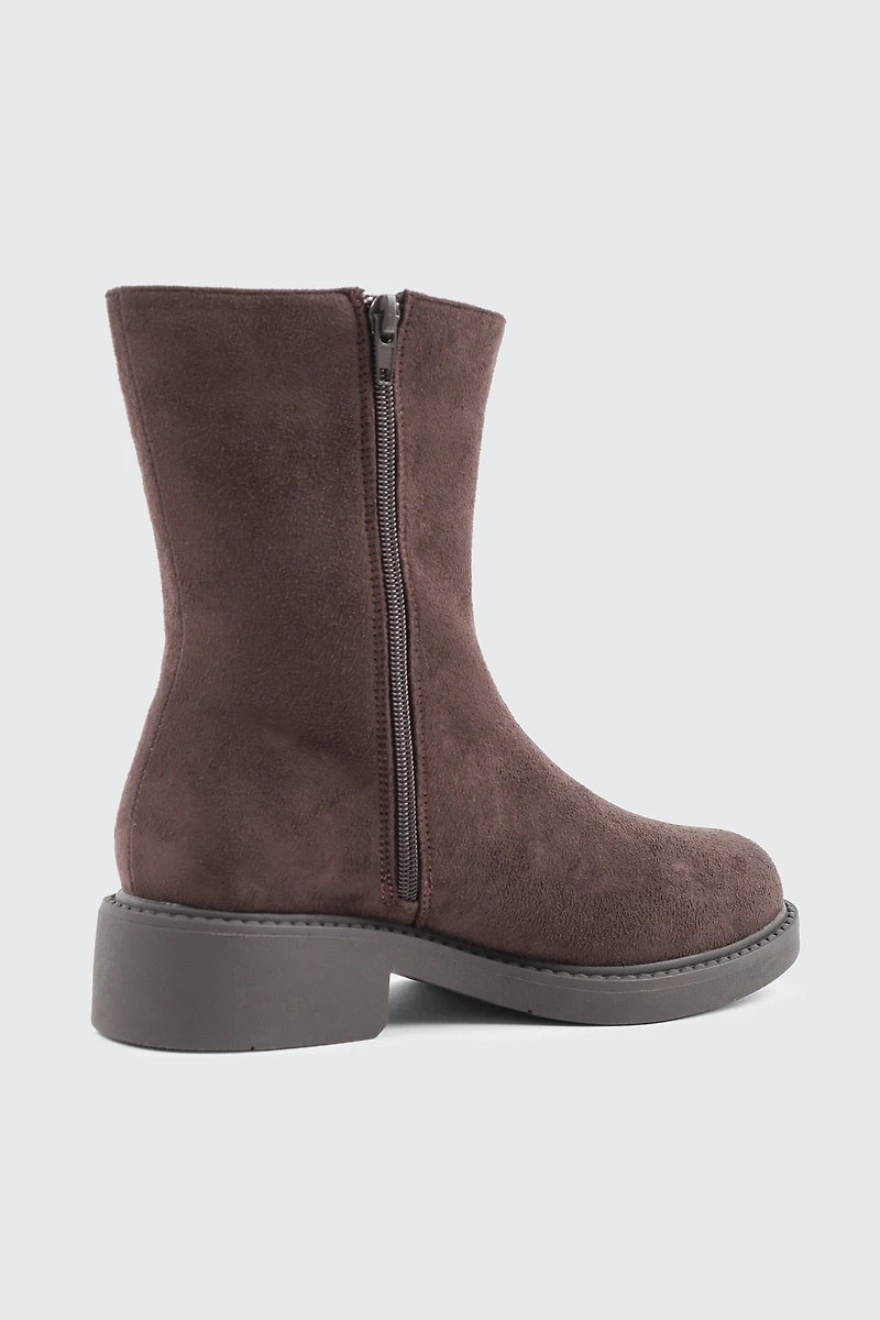 Faux Suede Mid Calf Boots
