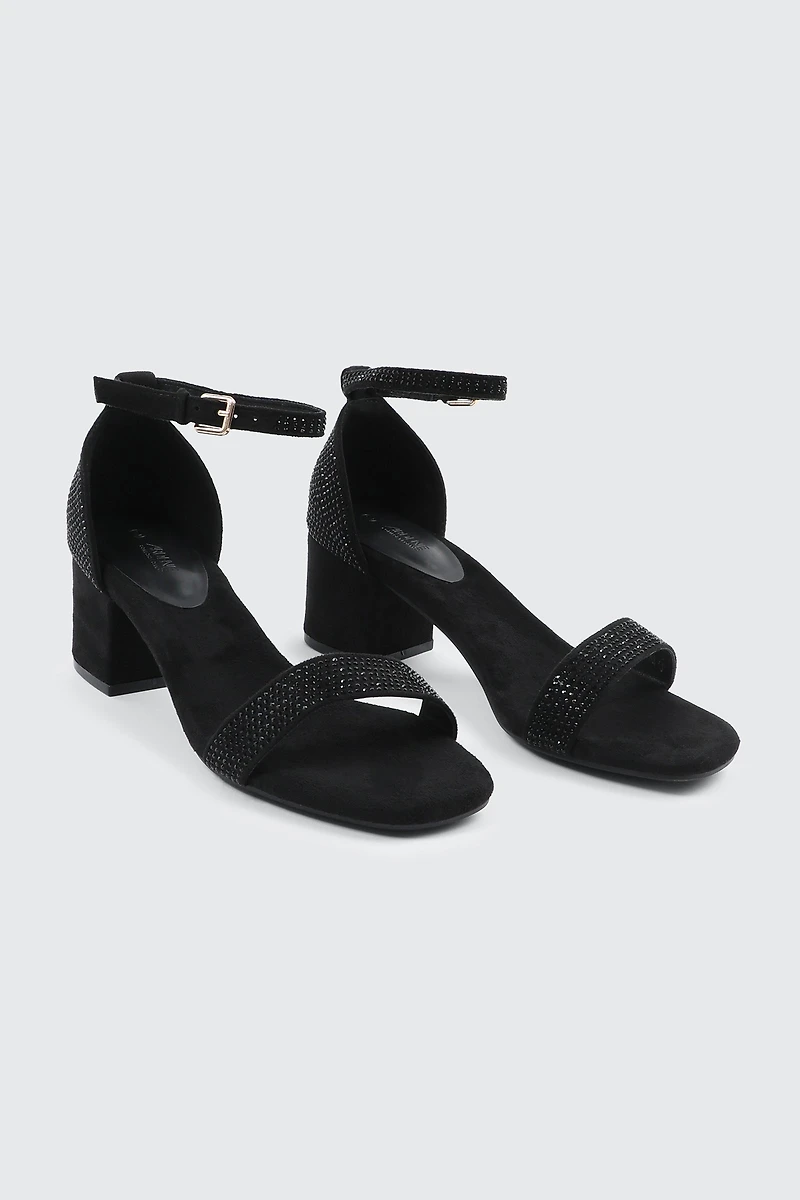Faux Suede Block Heel Sandals