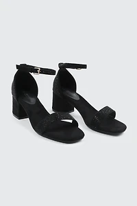 Faux Suede Block Heel Sandals