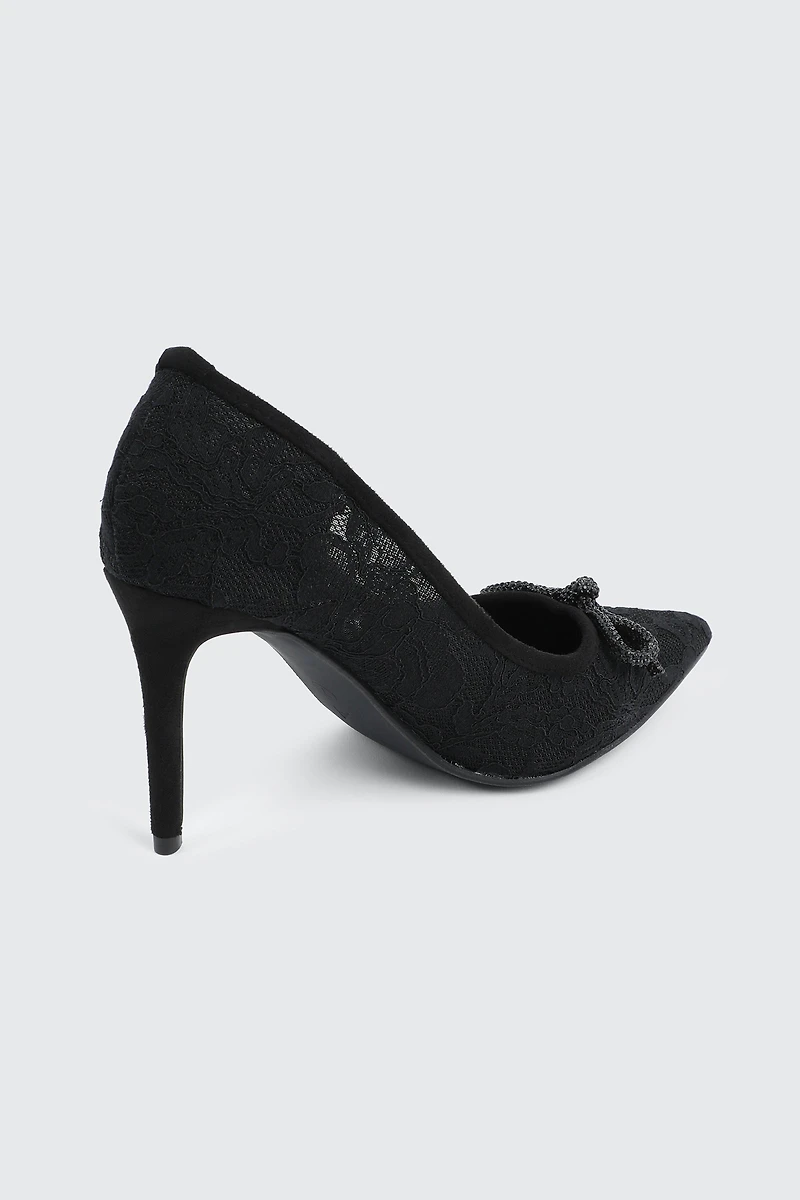 Rhinestone Bow Pumps