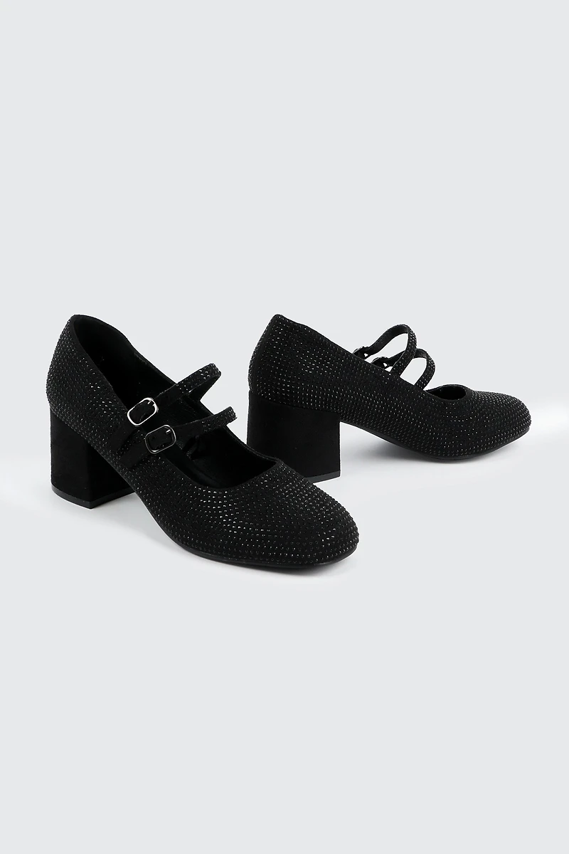 Chaussures Mary Jane à talon bloc en faux suède