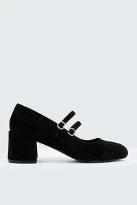 Chaussures Mary Jane à talon bloc en faux suède