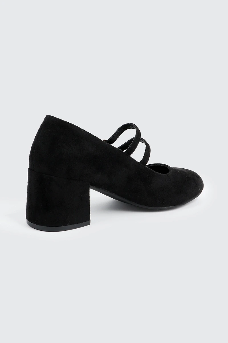 Faux Suede Block Heel Mary Janes
