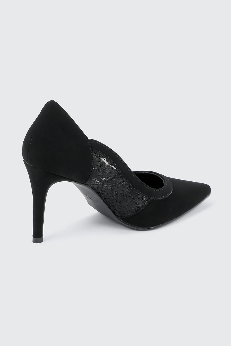 Faux Suede & Lace Pumps