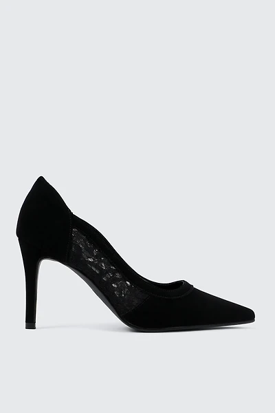 Faux Suede & Lace Pumps