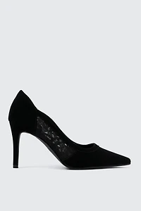 Faux Suede & Lace Pumps