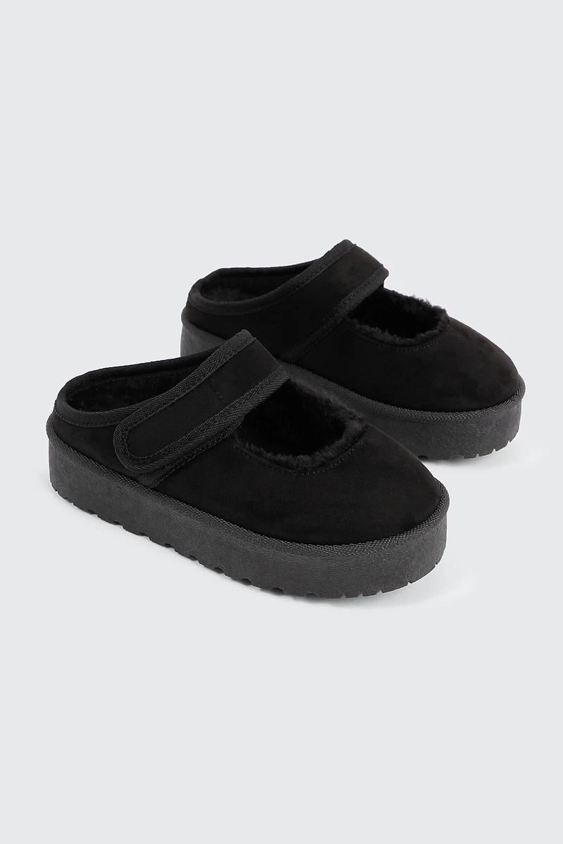 Faux Sheepskin Mary Janes