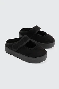Faux Sheepskin Mary Janes