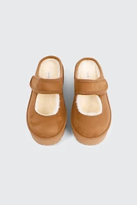 Faux Sheepskin Mary Janes