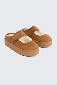 Faux Sheepskin Mary Janes