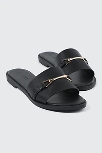 Metallic Ornament Flat Sandals