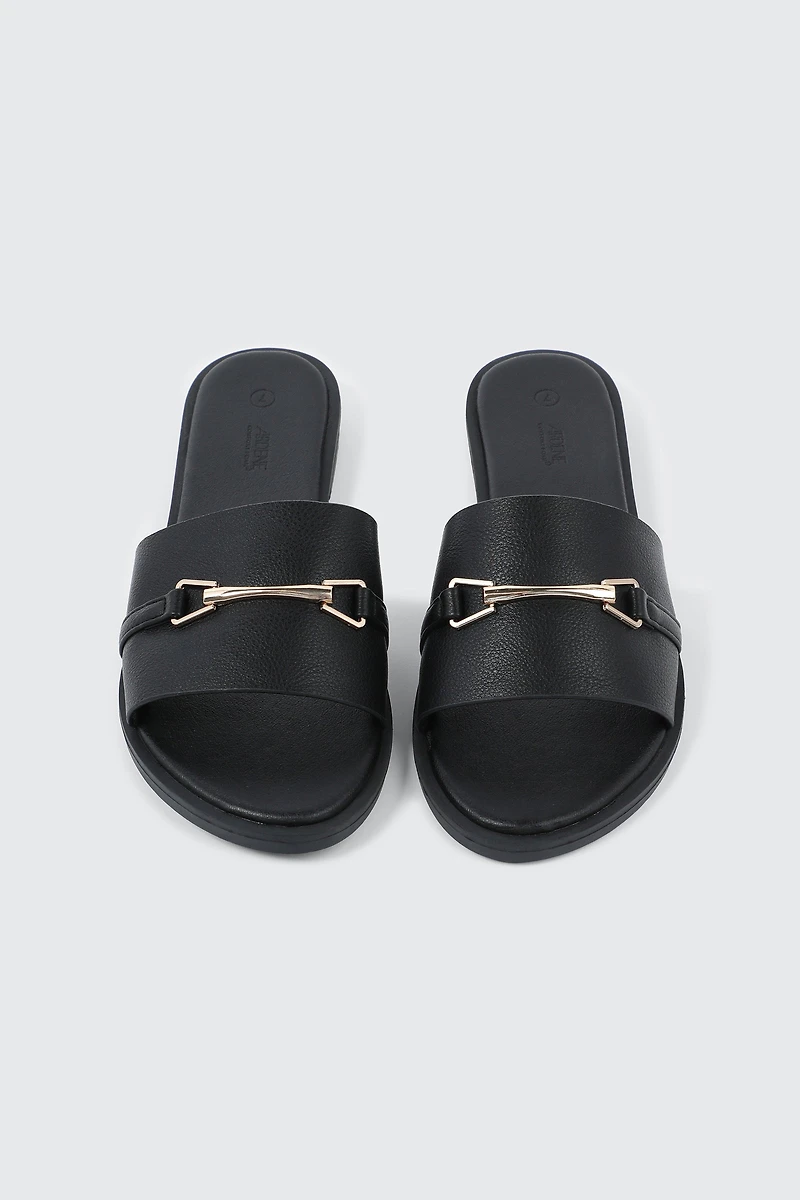 Metallic Ornament Flat Sandals