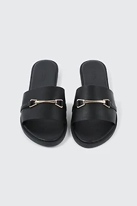 Metallic Ornament Flat Sandals