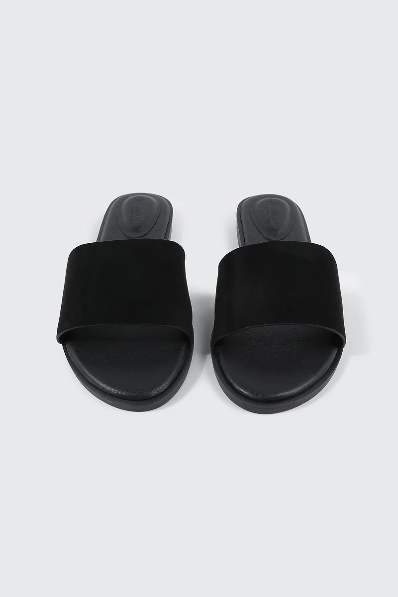 Faux Leather One Band Flat Sandals