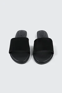 Faux Leather One Band Flat Sandals