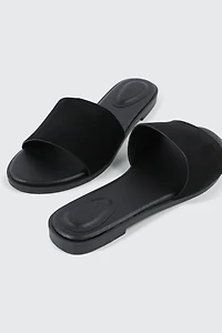 Faux Leather One Band Flat Sandals