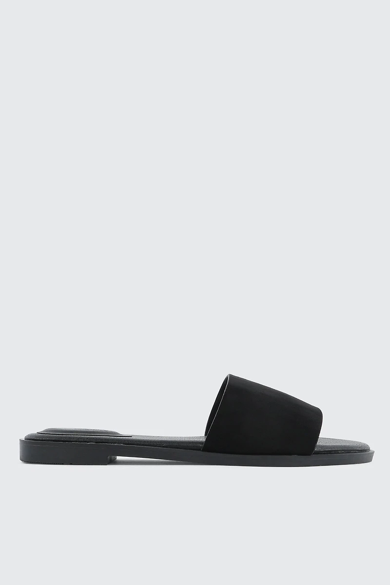 Sandales à talon plat et bande en faux cuir