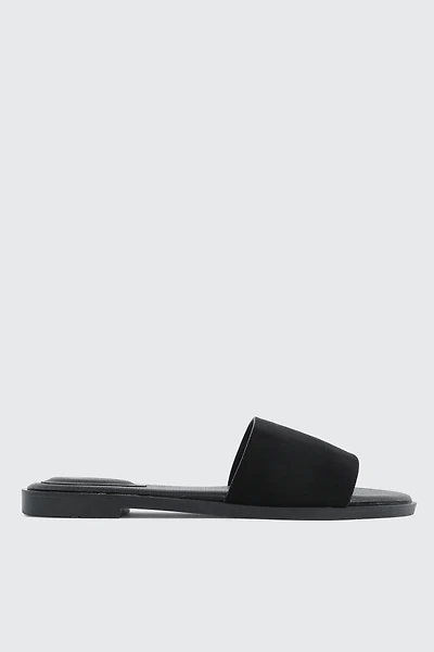 Sandales à talon plat et bande en faux cuir