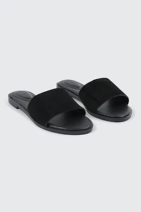 Faux Leather One Band Flat Sandals