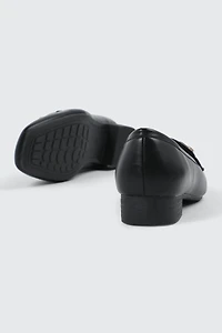 Faux Leather Square Toe Loafers