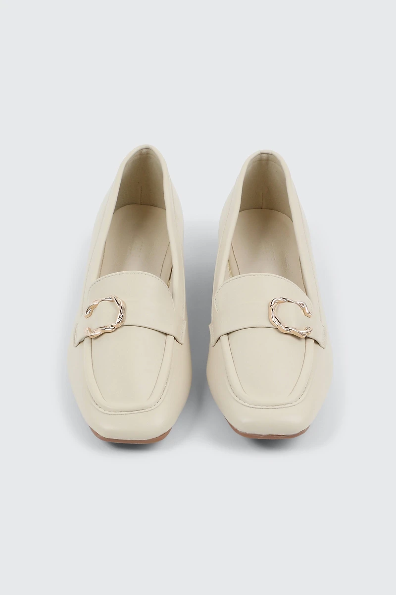 Faux Leather Square Toe Loafers