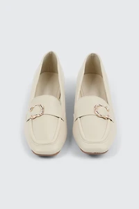 Faux Leather Square Toe Loafers