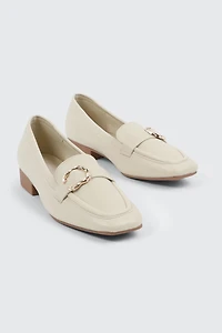 Faux Leather Square Toe Loafers