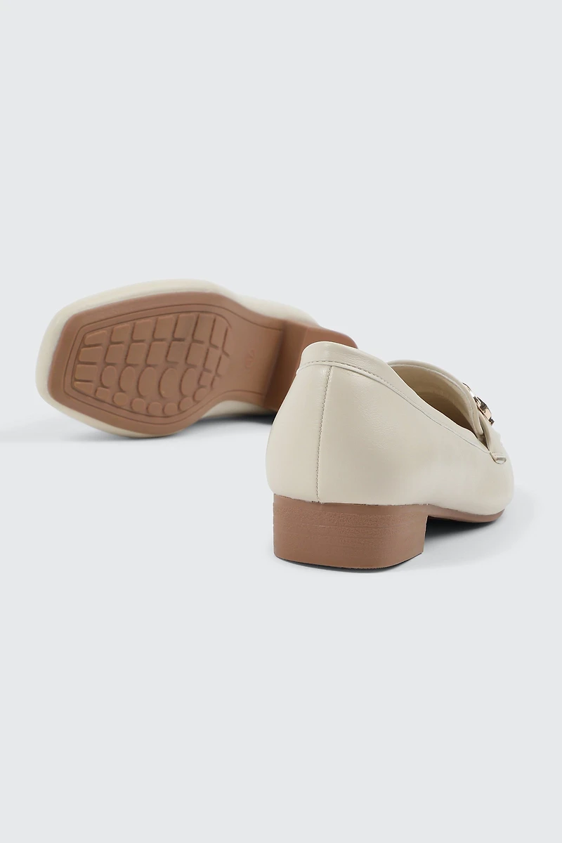 Faux Leather Square Toe Loafers
