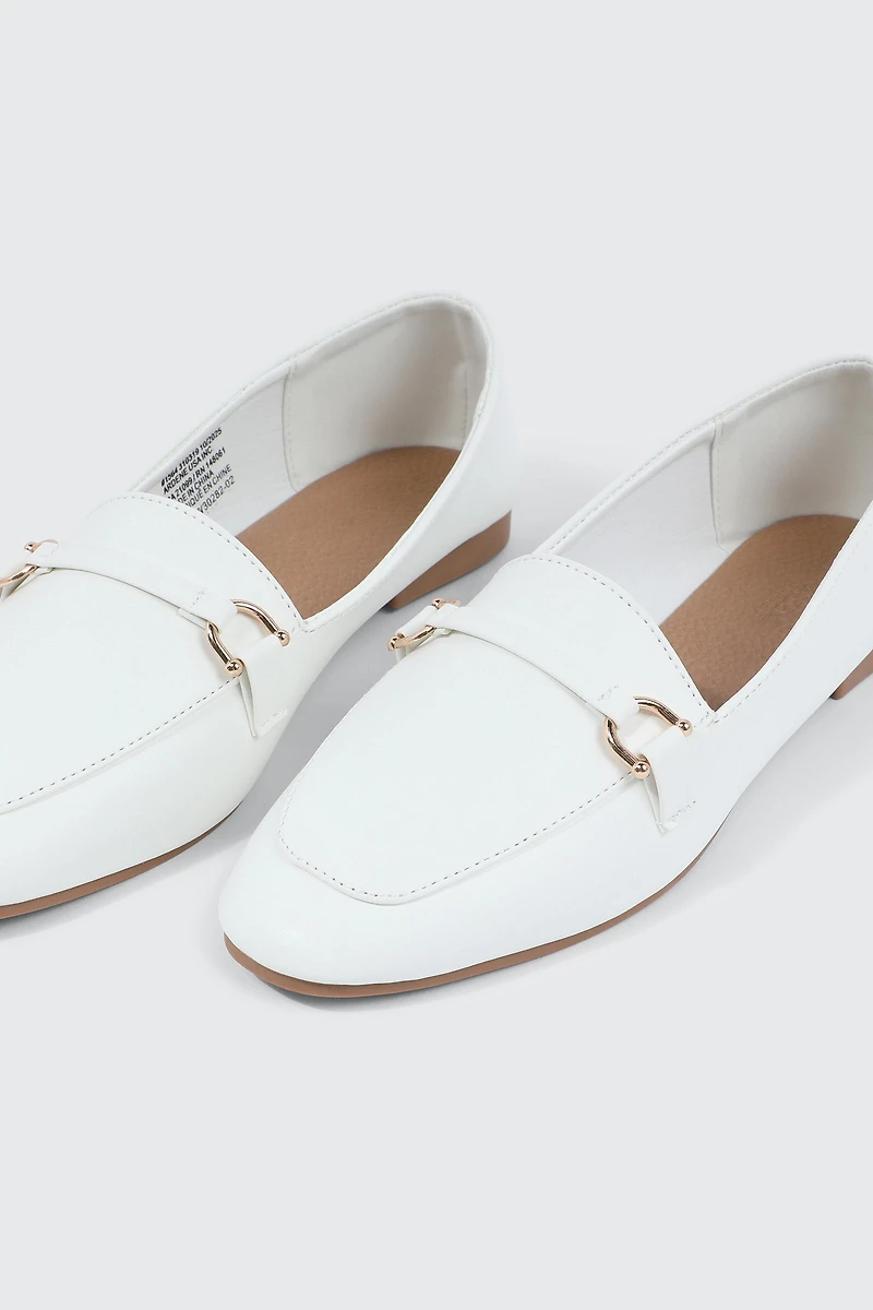 Faux Leather Square Toe Loafers