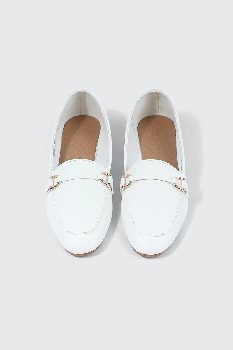 Faux Leather Square Toe Loafers