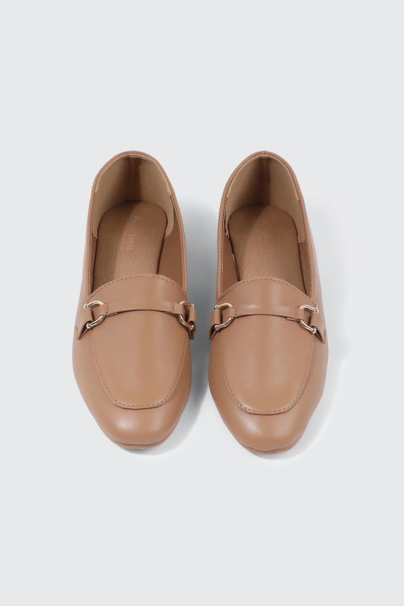 Faux Leather Square Toe Loafers