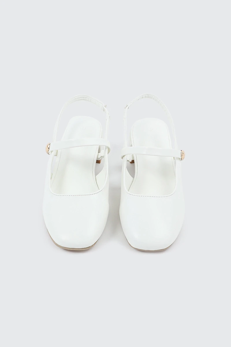 Slingback Shoes with Metal Ornament