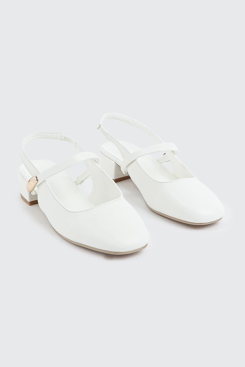 Slingback Shoes with Metal Ornament