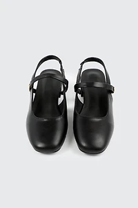 Slingback Shoes with Metal Ornament