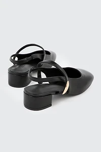 Slingback Shoes with Metal Ornament