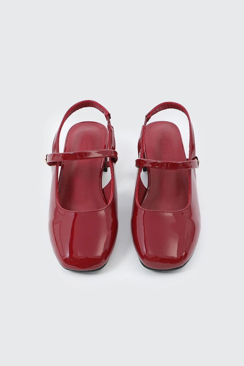 Slingback Shoes with Metal Ornament