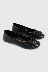 Ballerina Flats with Braided Detail
