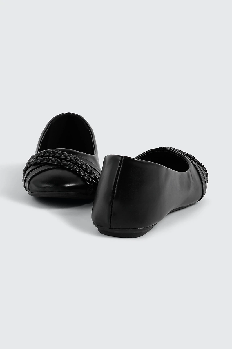 Ballerina Flats with Braided Detail