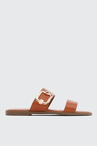 Flat Sandals with Chunky Buckle Detail