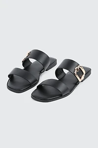 Flat Sandals with Chunky Buckle Detail