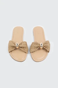 Flat Sandals with Gold Ornament