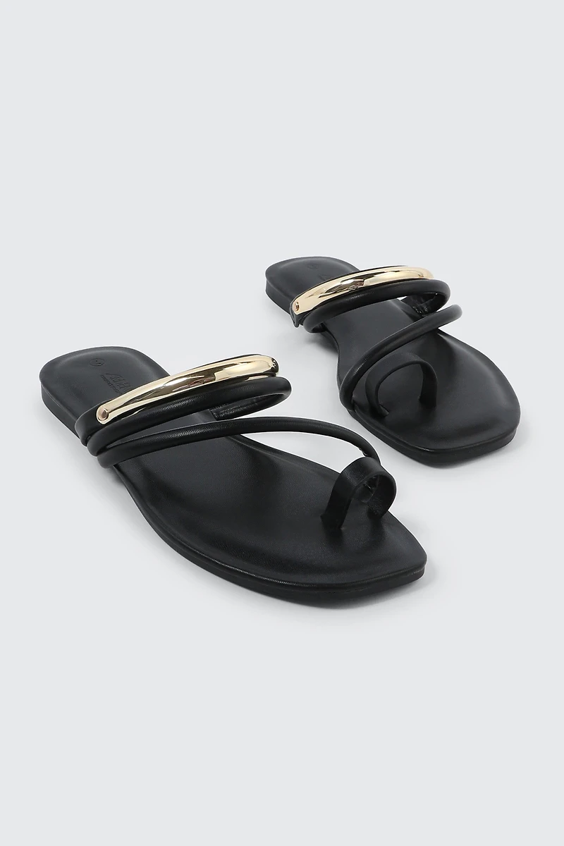 Square Toe Strappy Flat Sandals