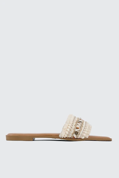 Embellished Raffia Sandals